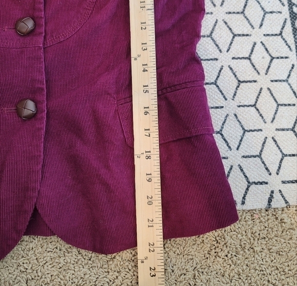 J.CREW PURPLE FUSCHIA CORDUROY LEATHER BUTTON BLAZER JACKET, SZ 6 - Picture 11 of 14